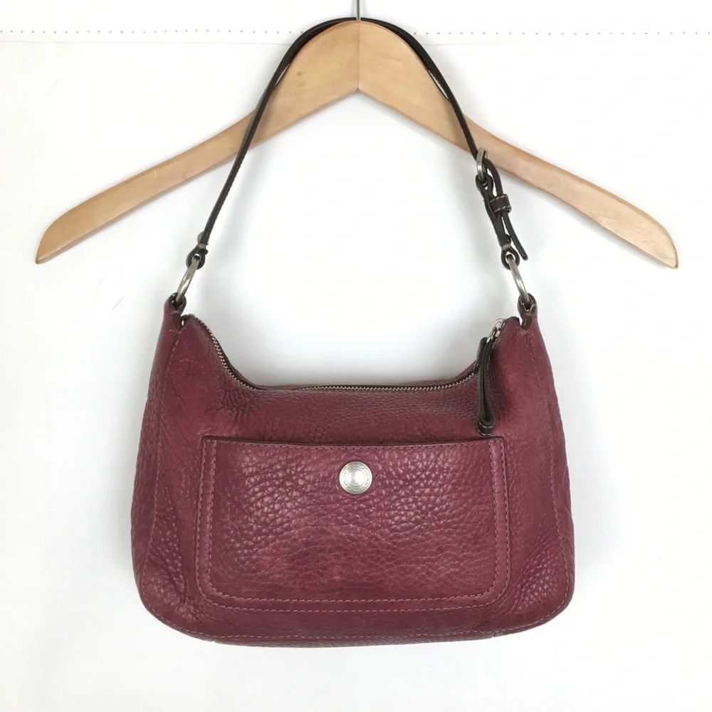 Coach Burgundy Chelsea Pebble Leather Hobo Shoulder Bag Purse